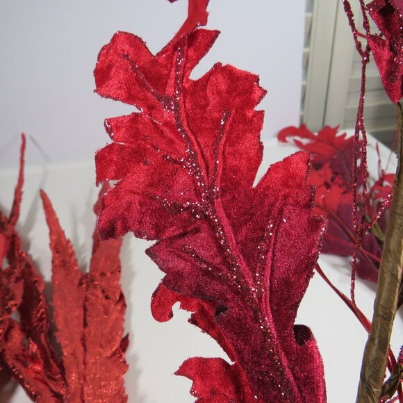 "Feather" (2) picks metallic (2) glittered (double sided) floral filler True Red - Picture 7 of 11